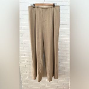 VINCE Front Pleated Wide Leg Elastic Waistband Pants Size L Large Beige